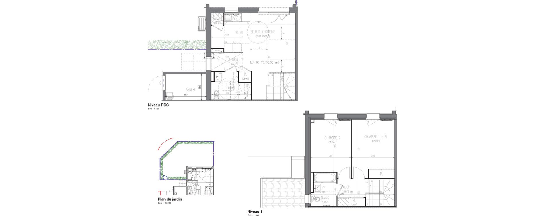 Villa T3 de 62,66 m2 &agrave; La Limouzini&egrave;re Centre