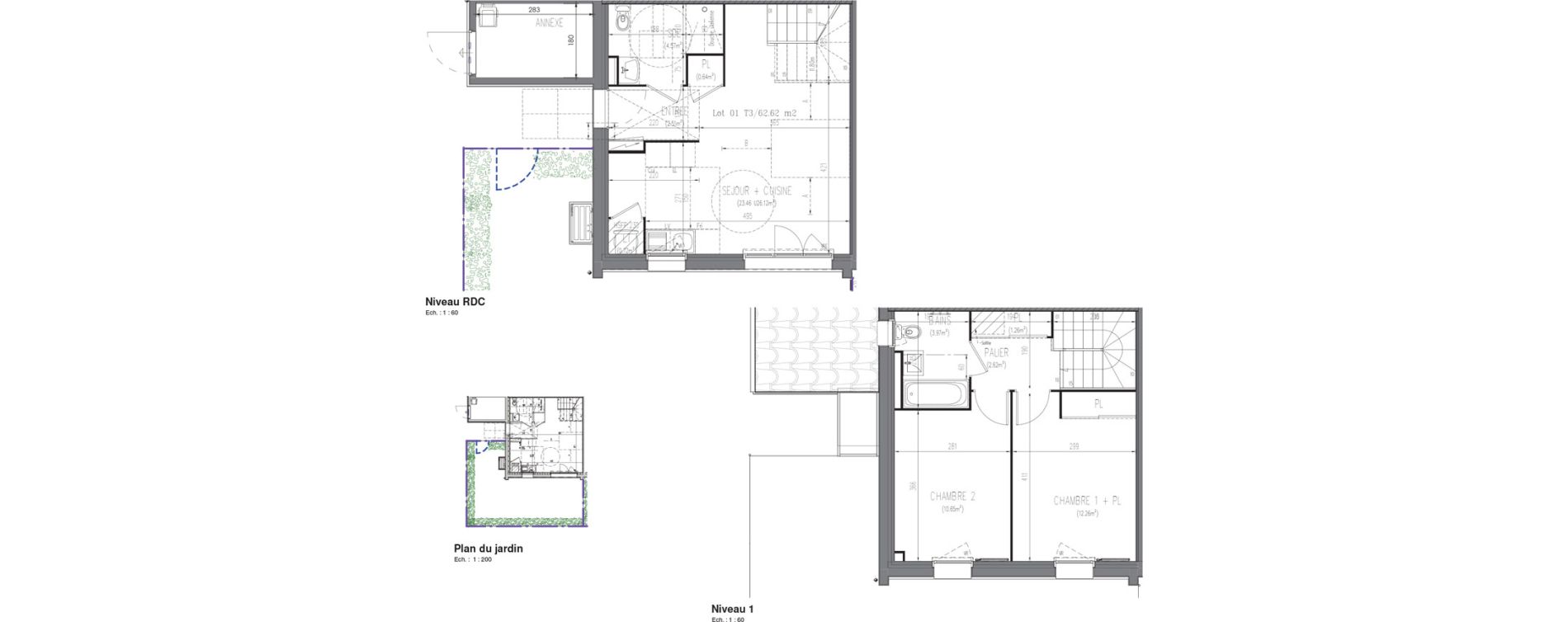 Villa T3 de 62,66 m2 &agrave; La Limouzini&egrave;re Centre