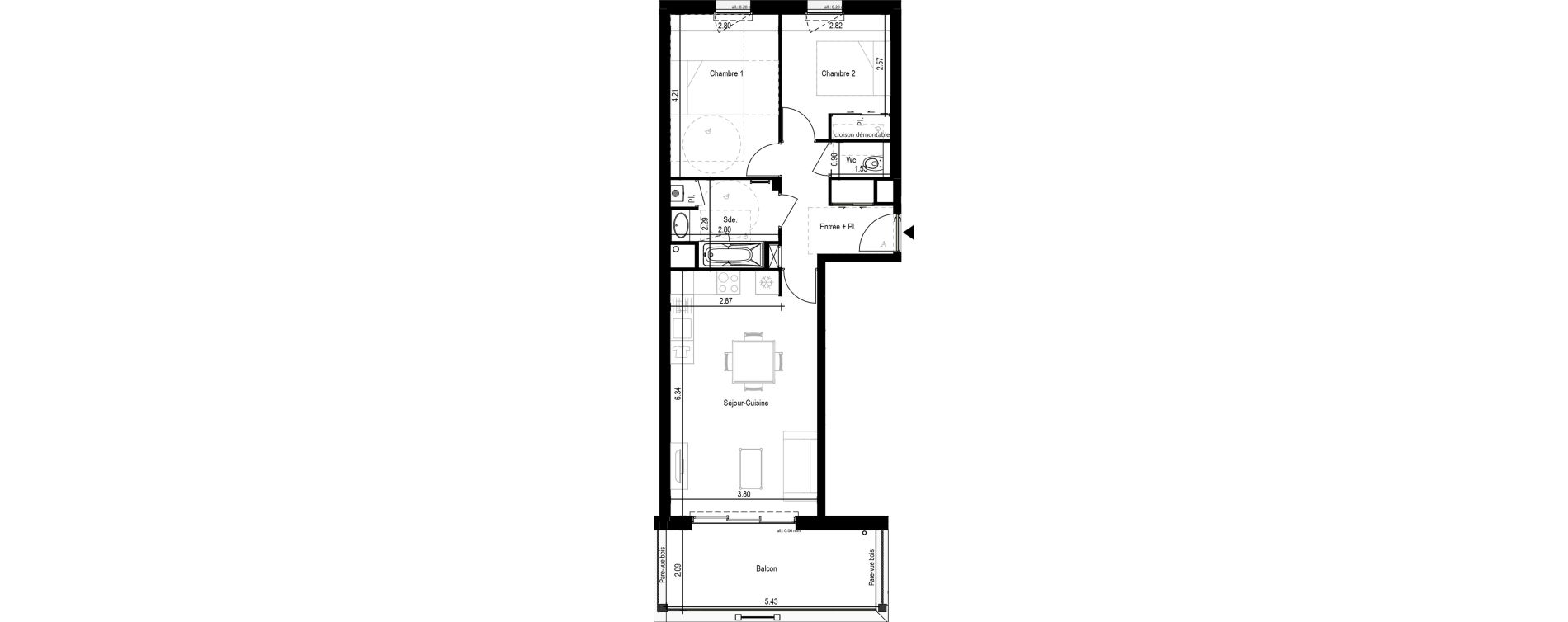 Appartement T3 de 58,55 m2 &agrave; La Turballe Centre