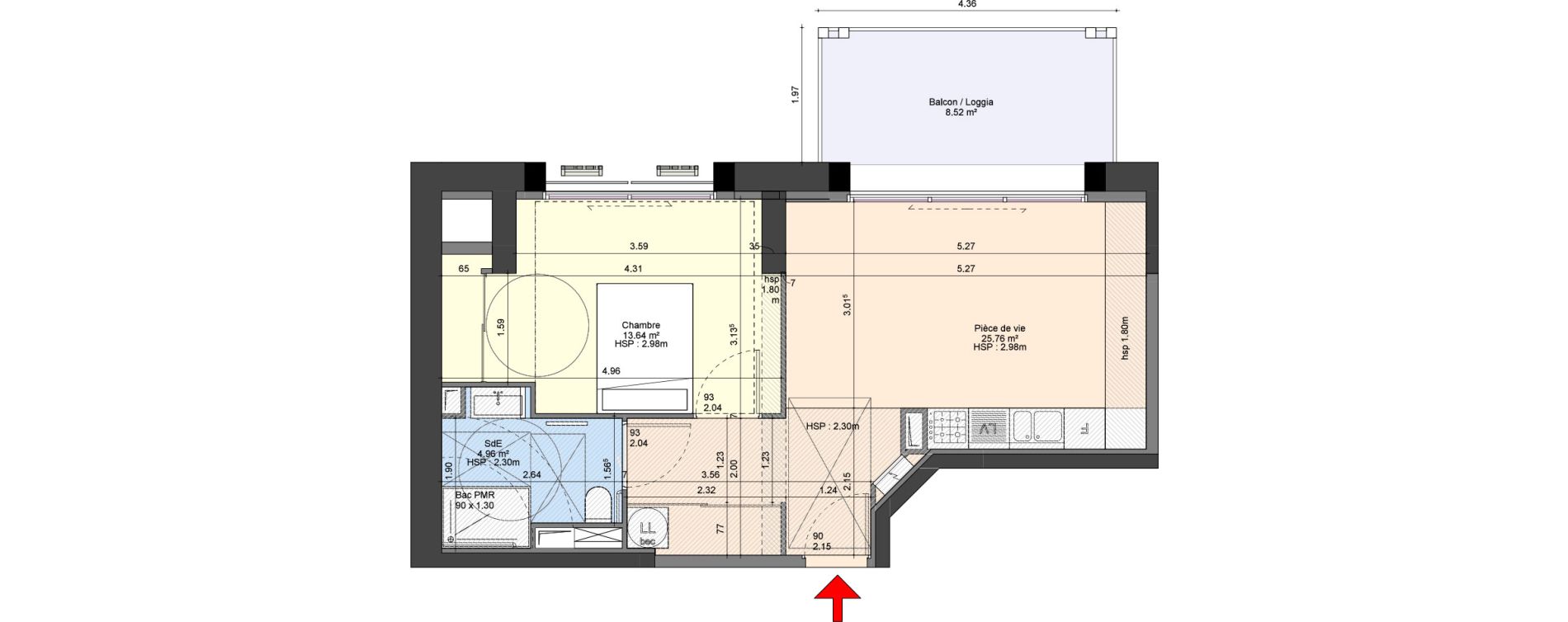 Appartement T2 de 44,36 m2 au Croisic Centre