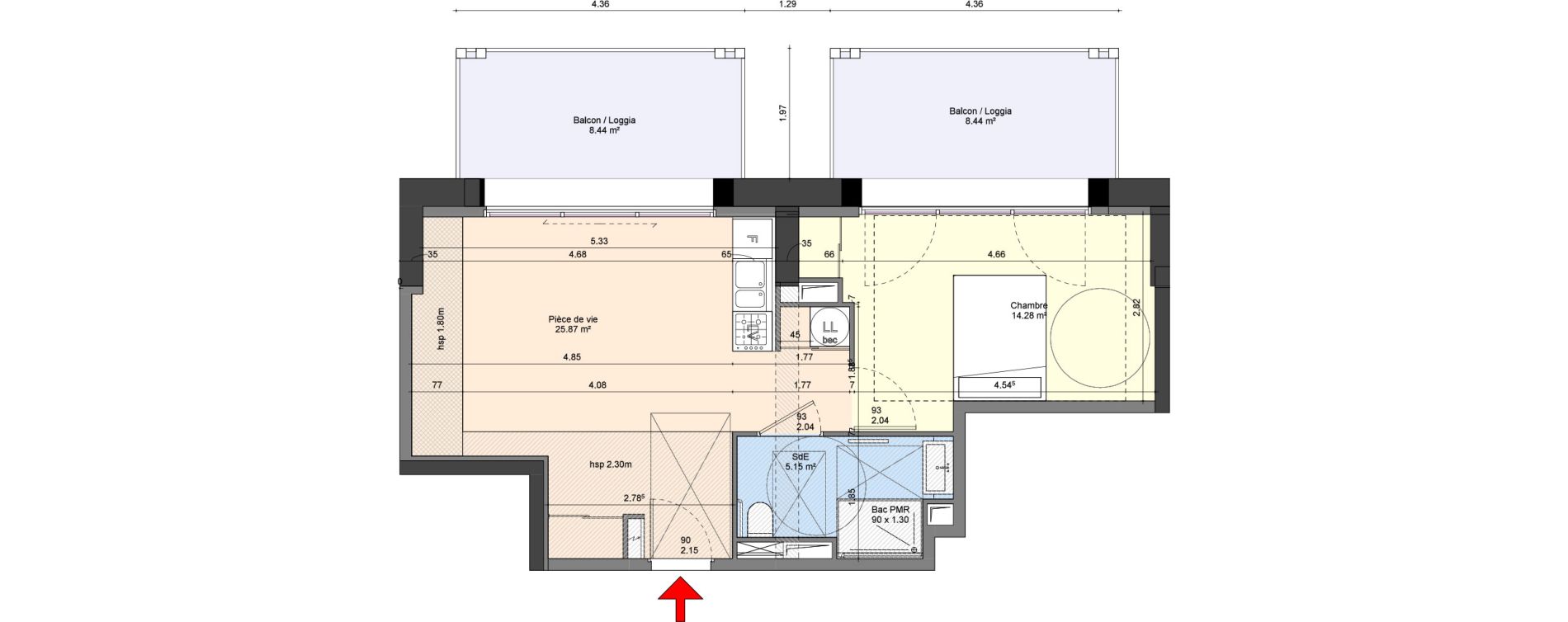 Appartement T2 de 45,30 m2 au Croisic Centre