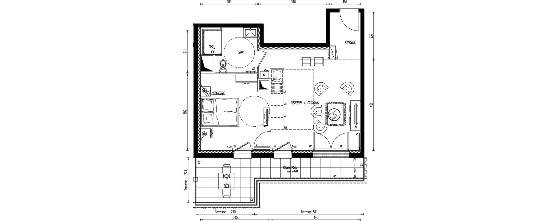 Appartement T2 de 43,86 m2 au Pellerin Centre