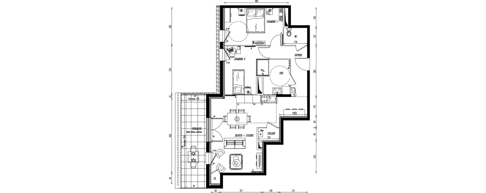 Appartement T3 de 66,19 m2 au Pellerin Centre