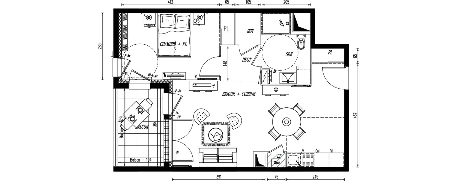 Appartement T2 de 49,17 m2 au Pellerin Centre