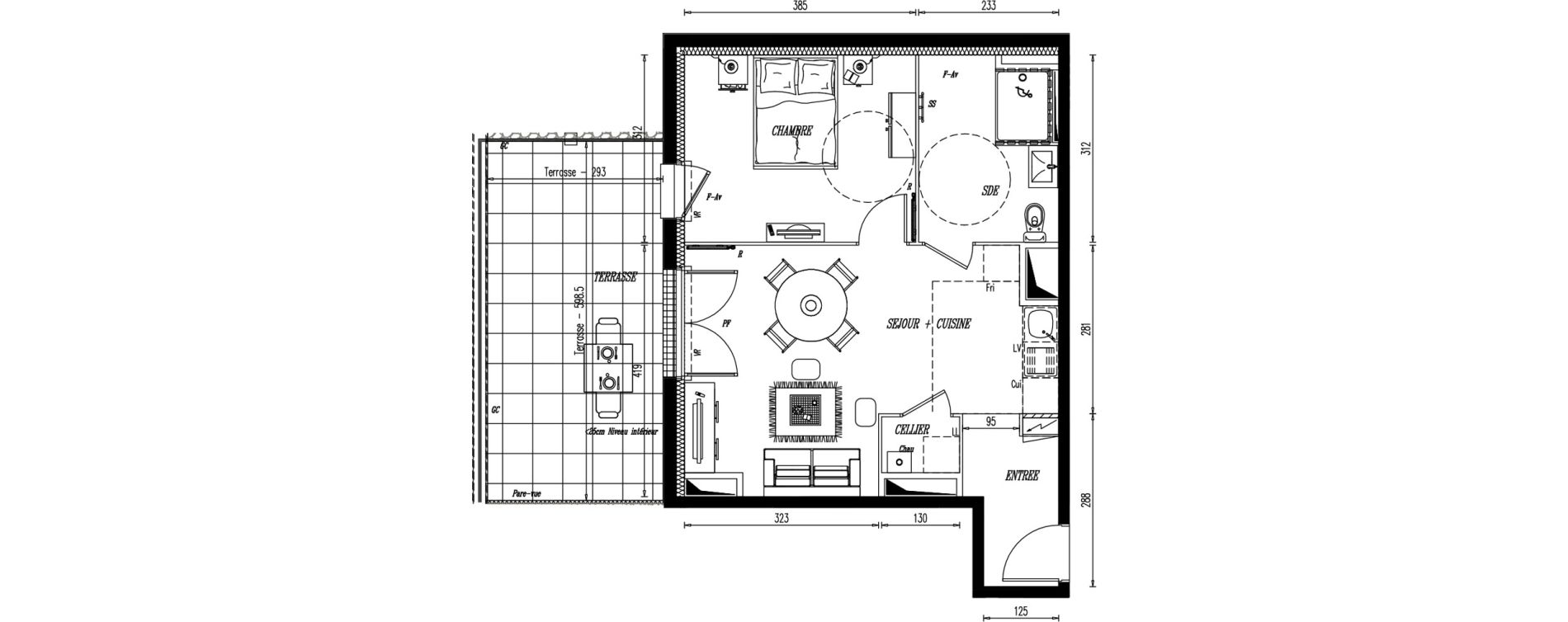 Appartement T2 de 44,75 m2 au Pellerin Centre