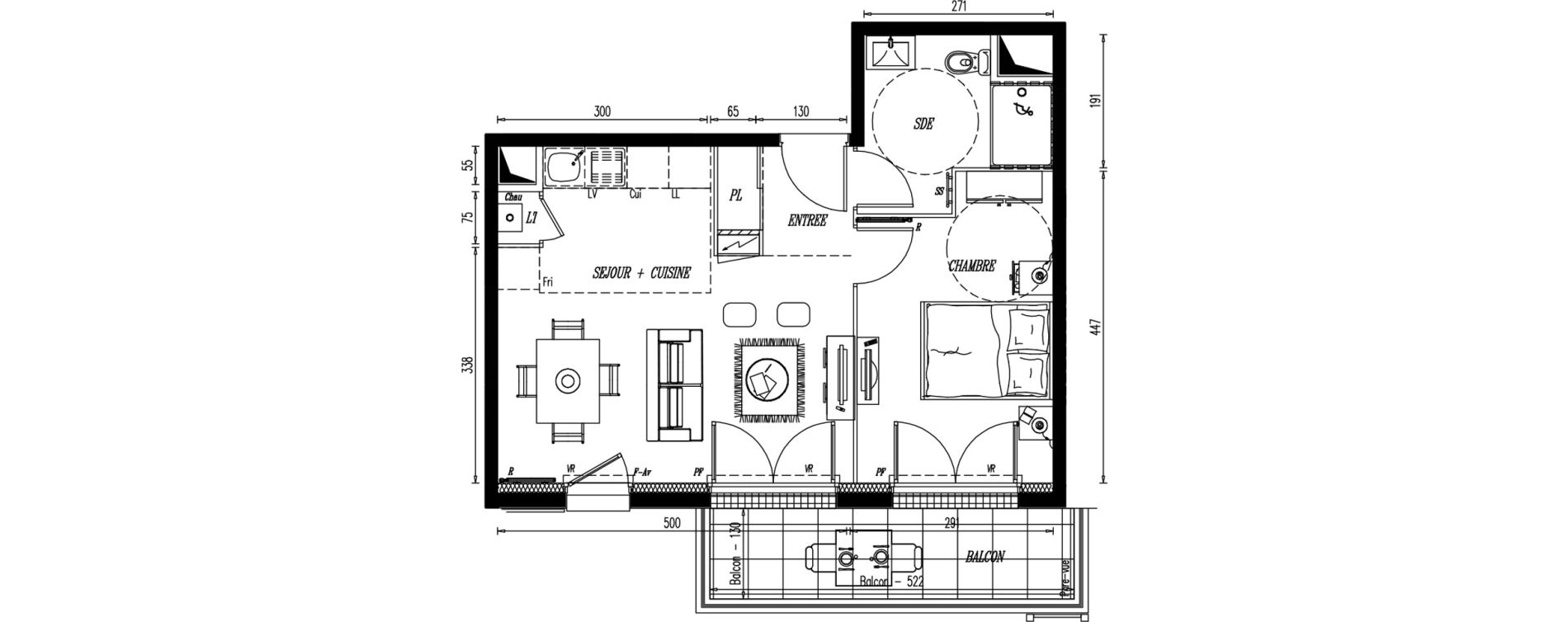 Appartement T2 de 40,92 m2 au Pellerin Centre