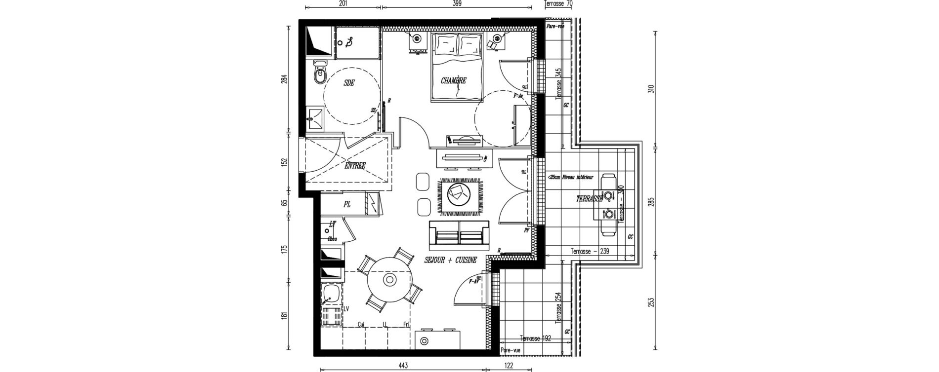 Appartement T2 de 44,91 m2 au Pellerin Centre