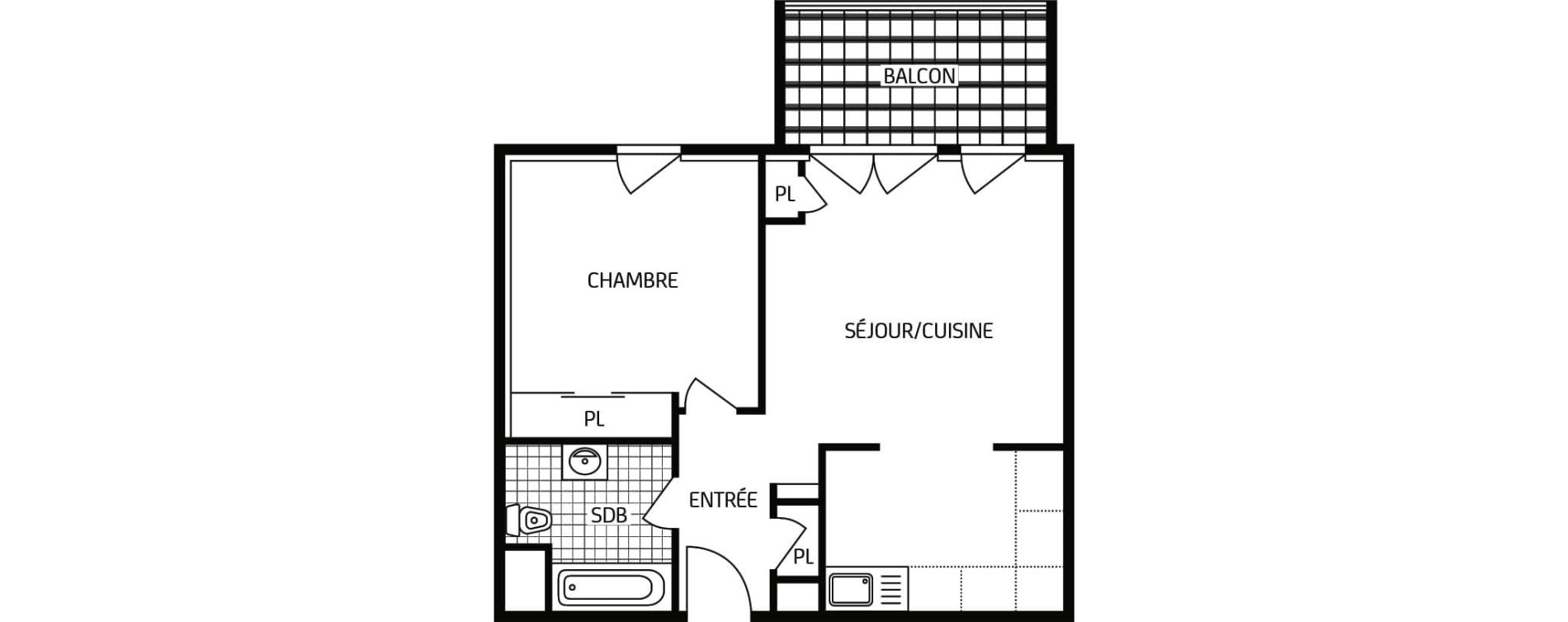 Appartement T2 de 45,15 m2 aux Moutiers-En-Retz Centre