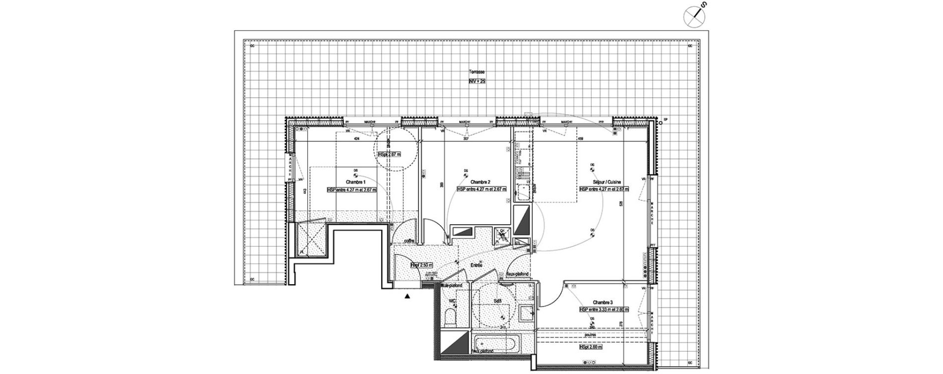 Appartement T4 de 73,50 m2 aux Sorini&egrave;res Centre