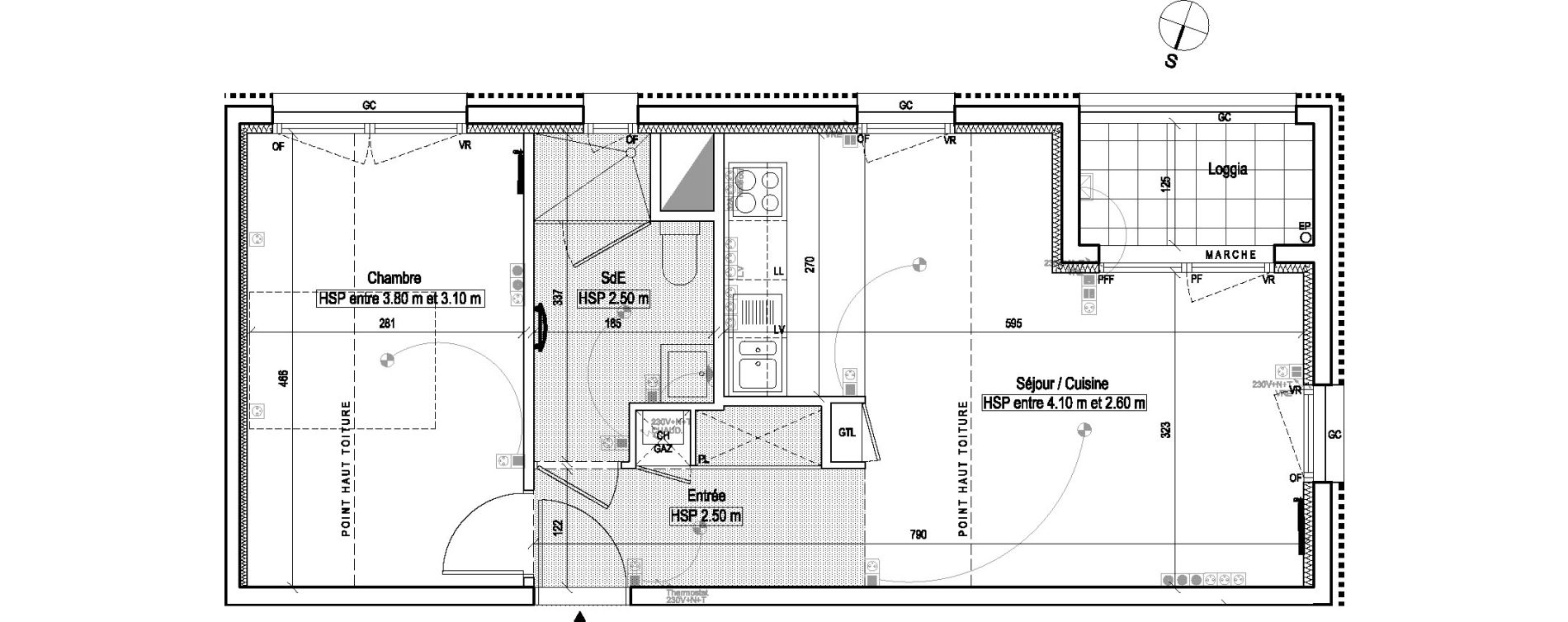 Appartement T2 de 44,30 m2 aux Sorini&egrave;res Centre