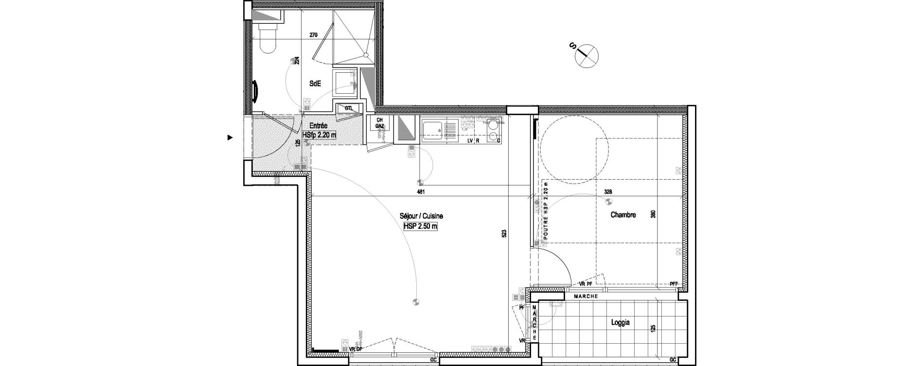 Appartement T2 de 44,00 m2 aux Sorini&egrave;res Centre