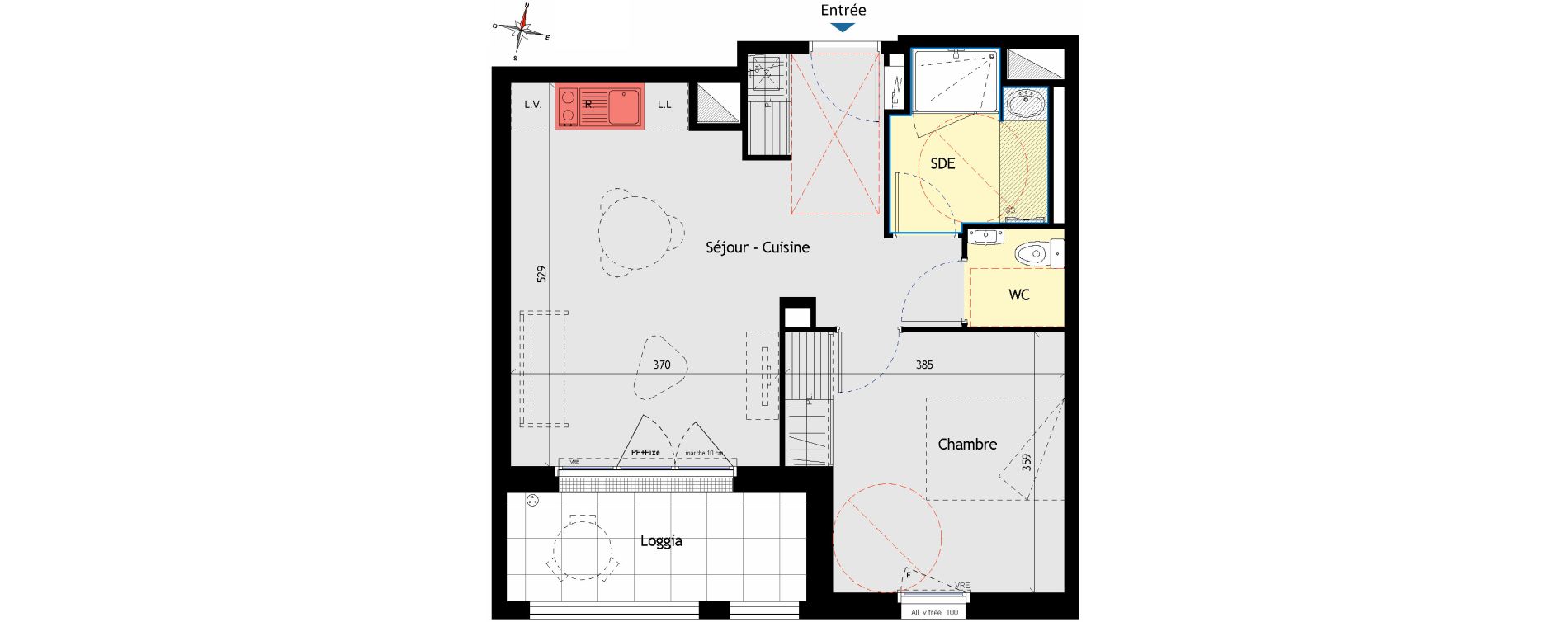 Appartement T2 de 44,91 m2 aux Sorini&egrave;res Centre
