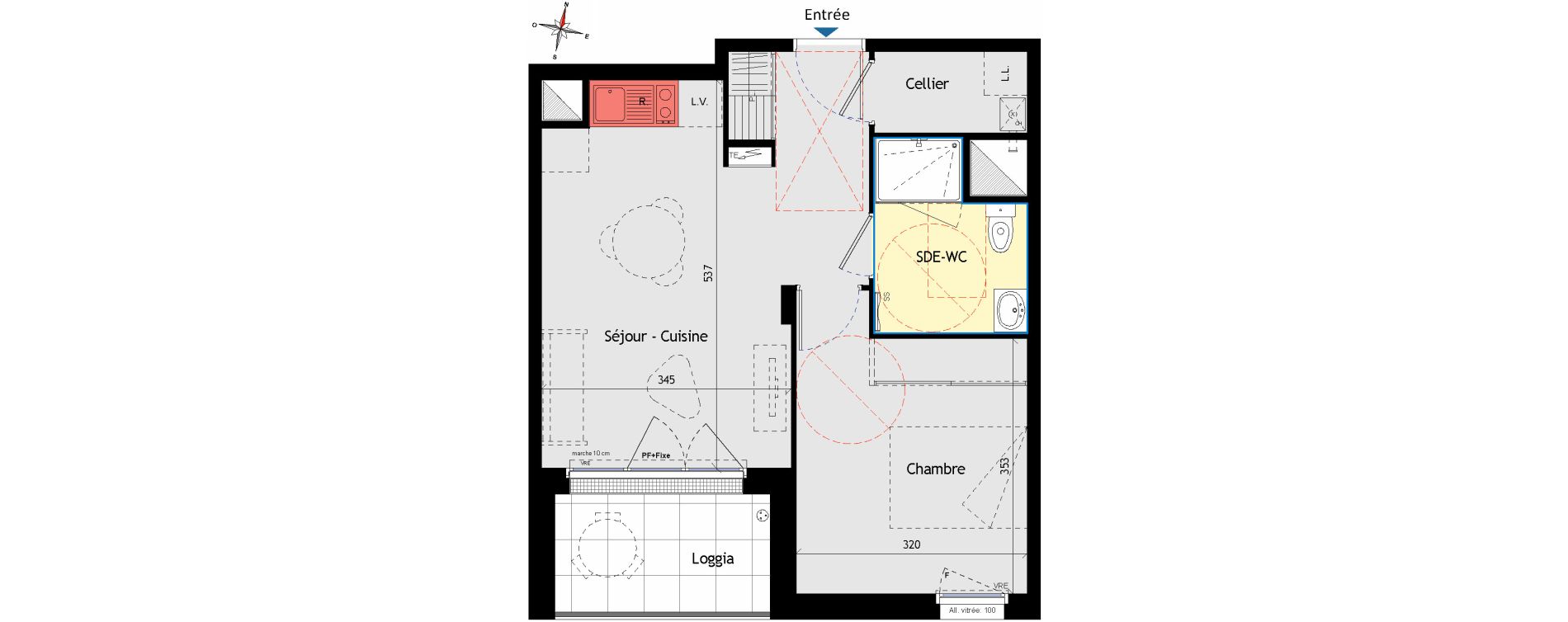 Appartement T2 de 40,78 m2 aux Sorini&egrave;res Centre