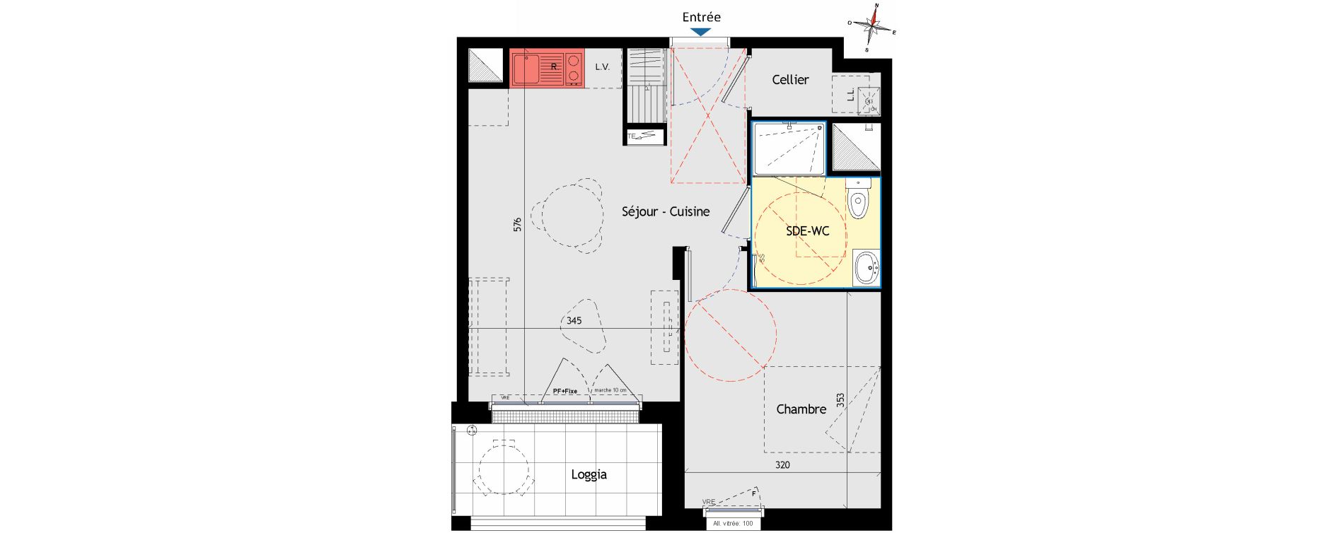Appartement T2 de 41,49 m2 aux Sorini&egrave;res Centre