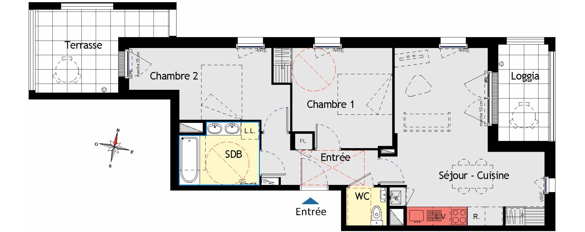Appartement T3 de 62,46 m2 aux Sorini&egrave;res Centre
