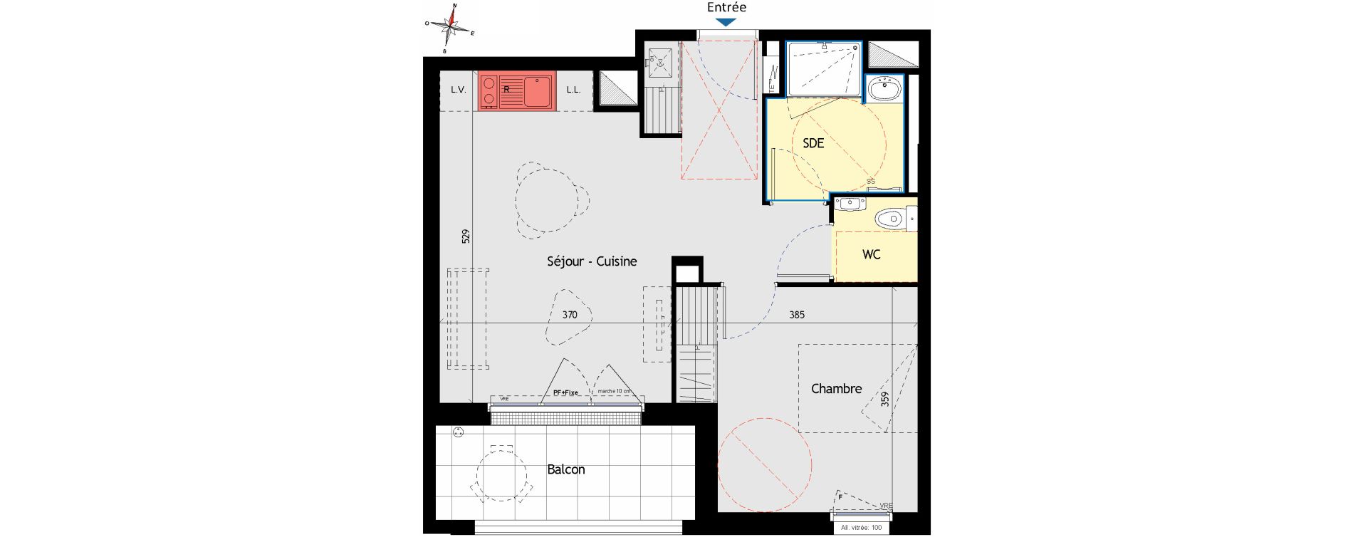 Appartement T2 de 45,06 m2 aux Sorini&egrave;res Centre