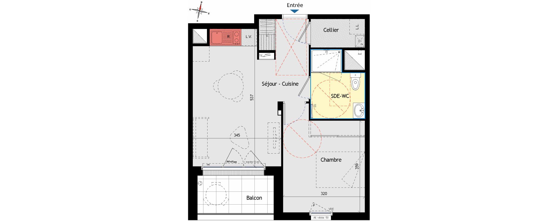Appartement T2 de 40,97 m2 aux Sorini&egrave;res Centre