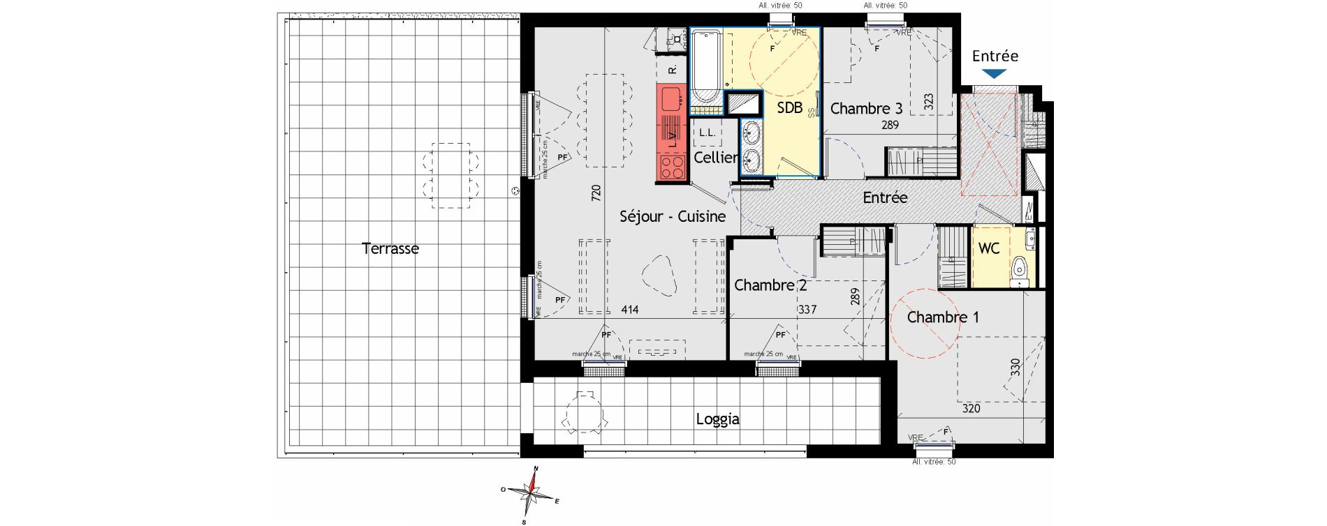 Appartement T4 de 77,95 m2 aux Sorini&egrave;res Centre