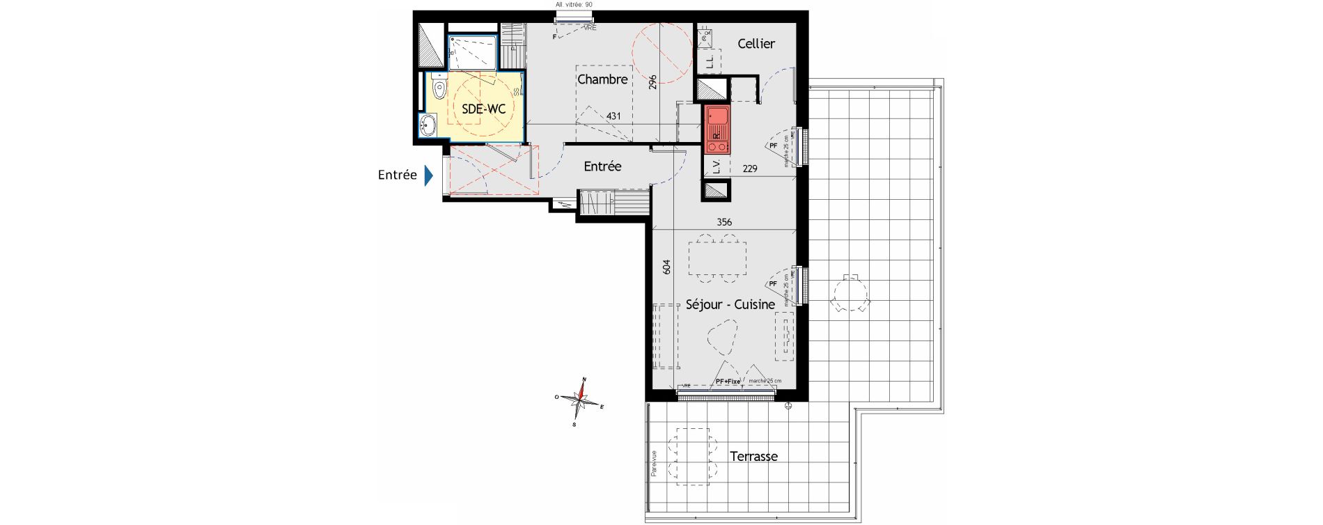 Appartement T2 de 53,21 m2 aux Sorini&egrave;res Centre