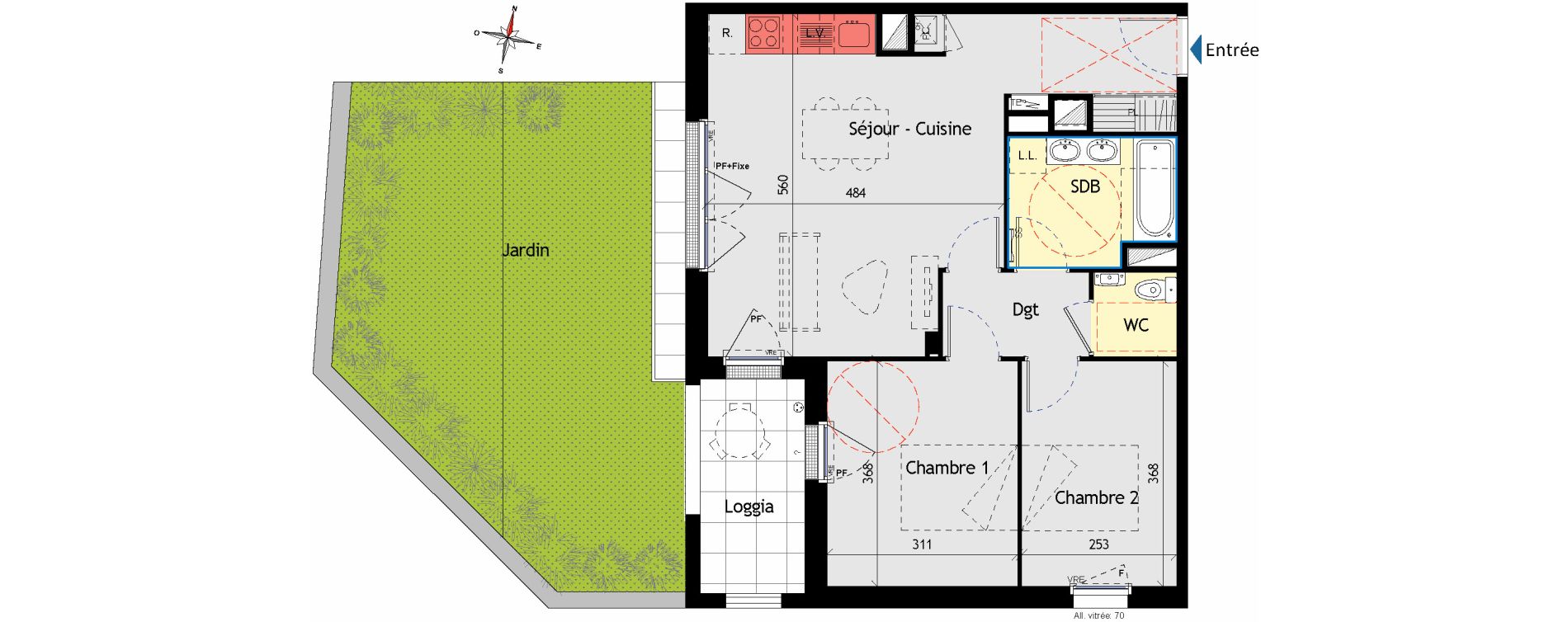 Appartement T3 de 60,98 m2 aux Sorini&egrave;res Centre