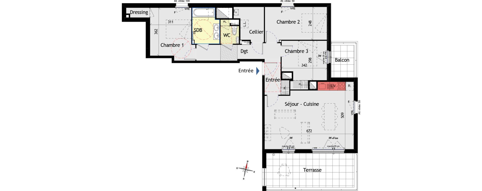 Appartement T4 de 90,46 m2 aux Sorini&egrave;res Centre