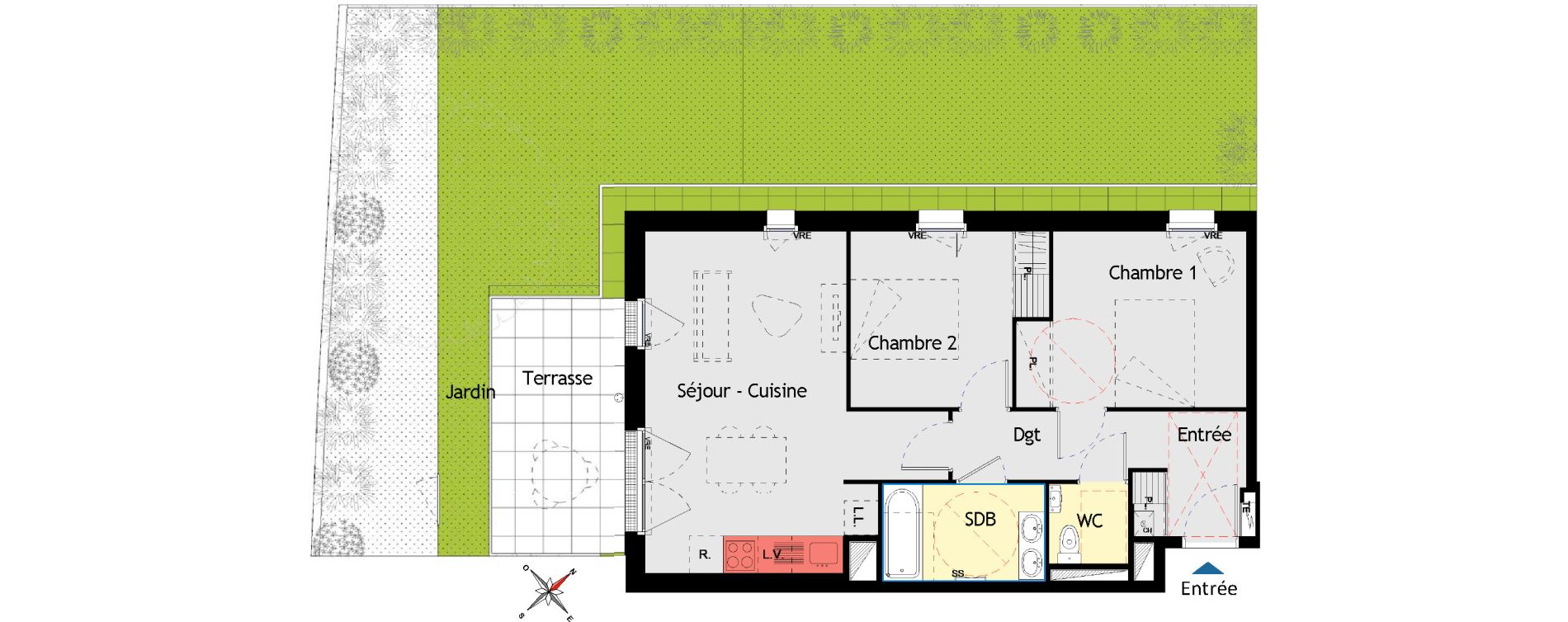 Appartement T3 de 60,96 m2 aux Sorini&egrave;res Centre