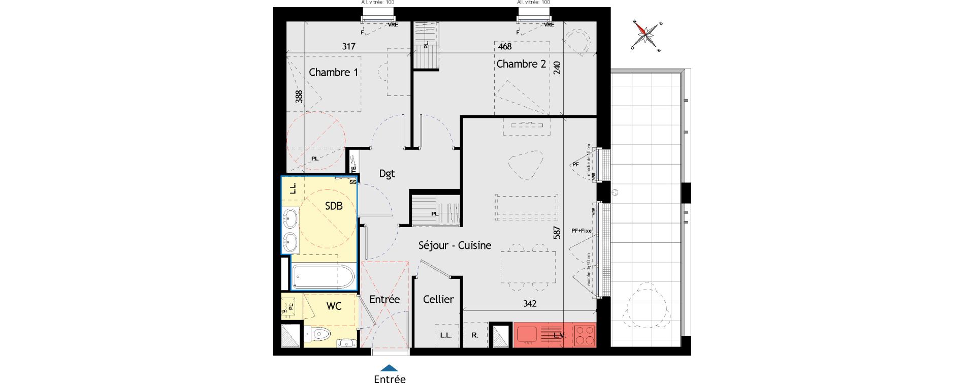 Appartement T3 de 63,27 m2 aux Sorini&egrave;res Centre