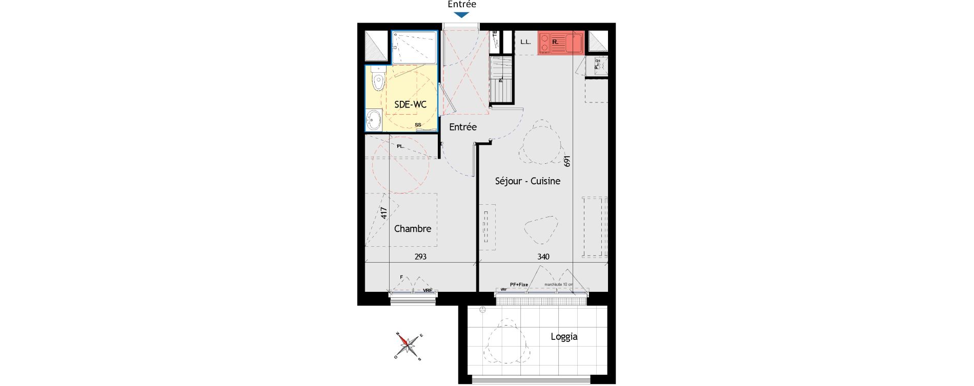 Appartement T2 de 41,75 m2 aux Sorini&egrave;res Centre