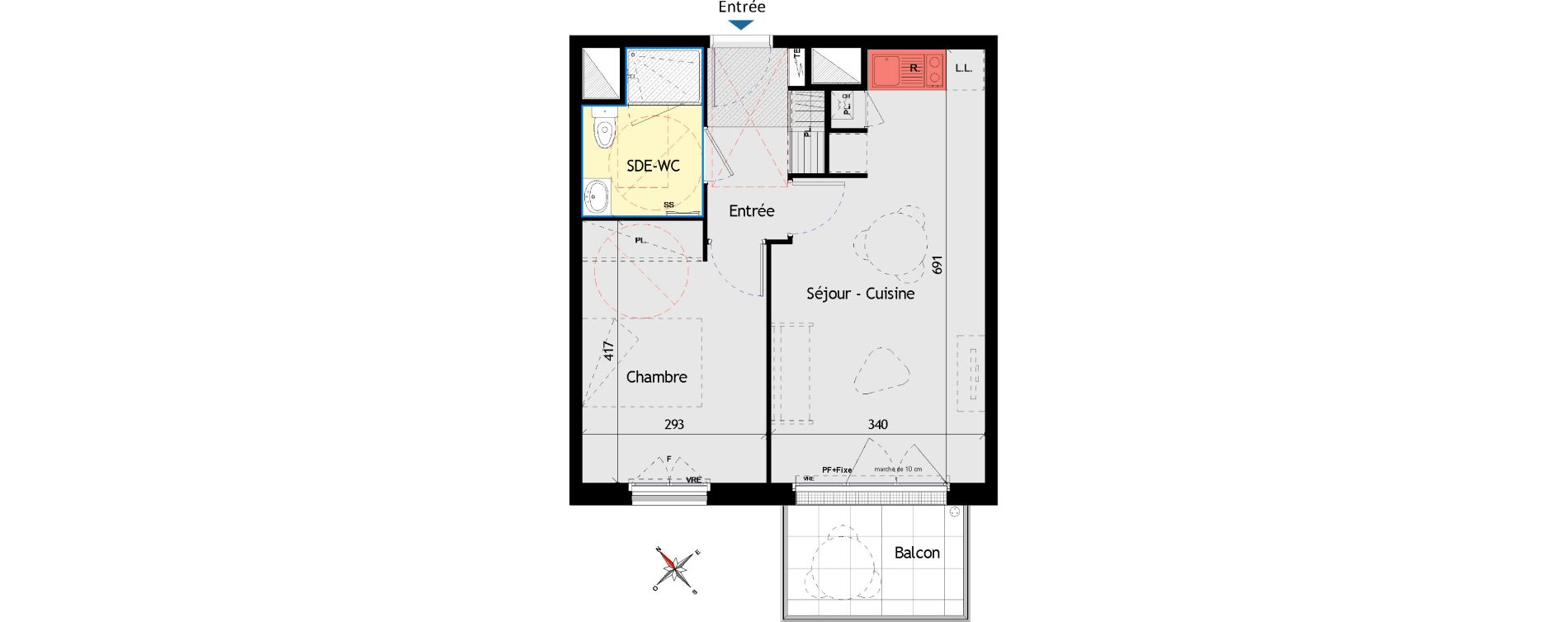 Appartement T2 de 41,66 m2 aux Sorini&egrave;res Centre