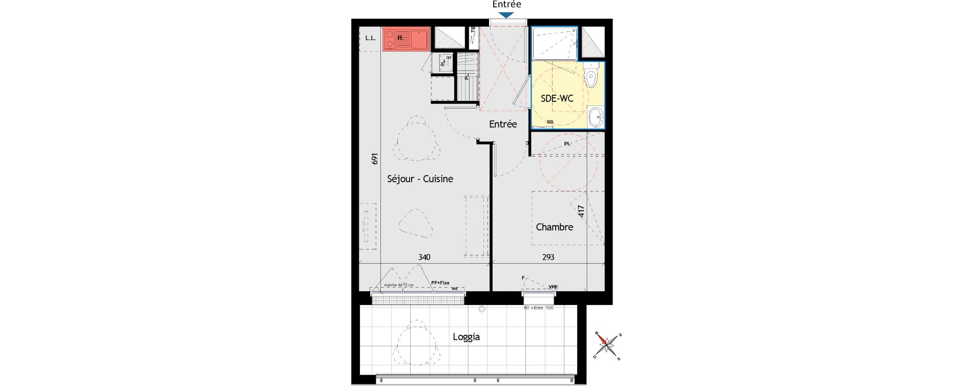 Appartement T2 de 41,70 m2 aux Sorini&egrave;res Centre