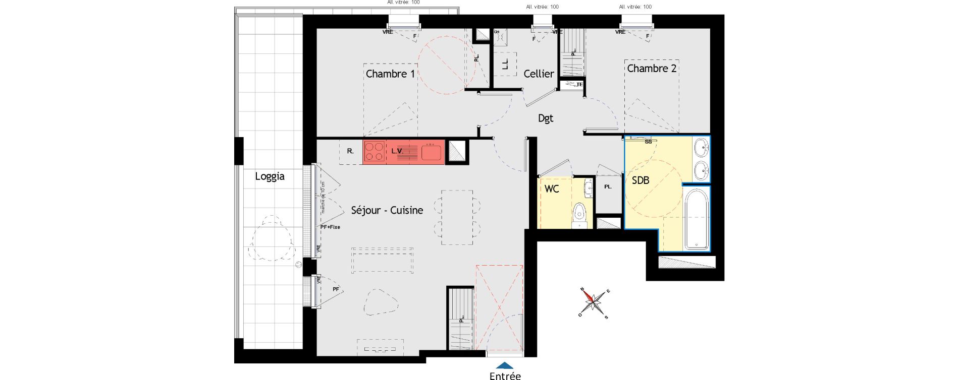 Appartement T3 de 67,58 m2 aux Sorini&egrave;res Centre