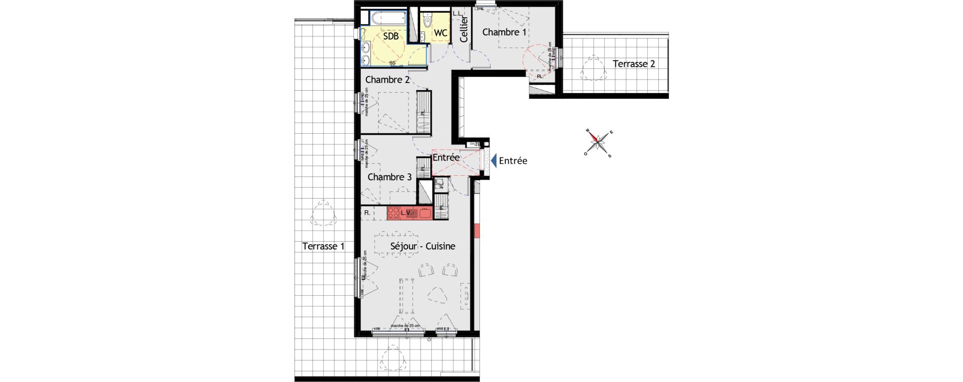 Appartement T4 de 80,77 m2 aux Sorini&egrave;res Centre