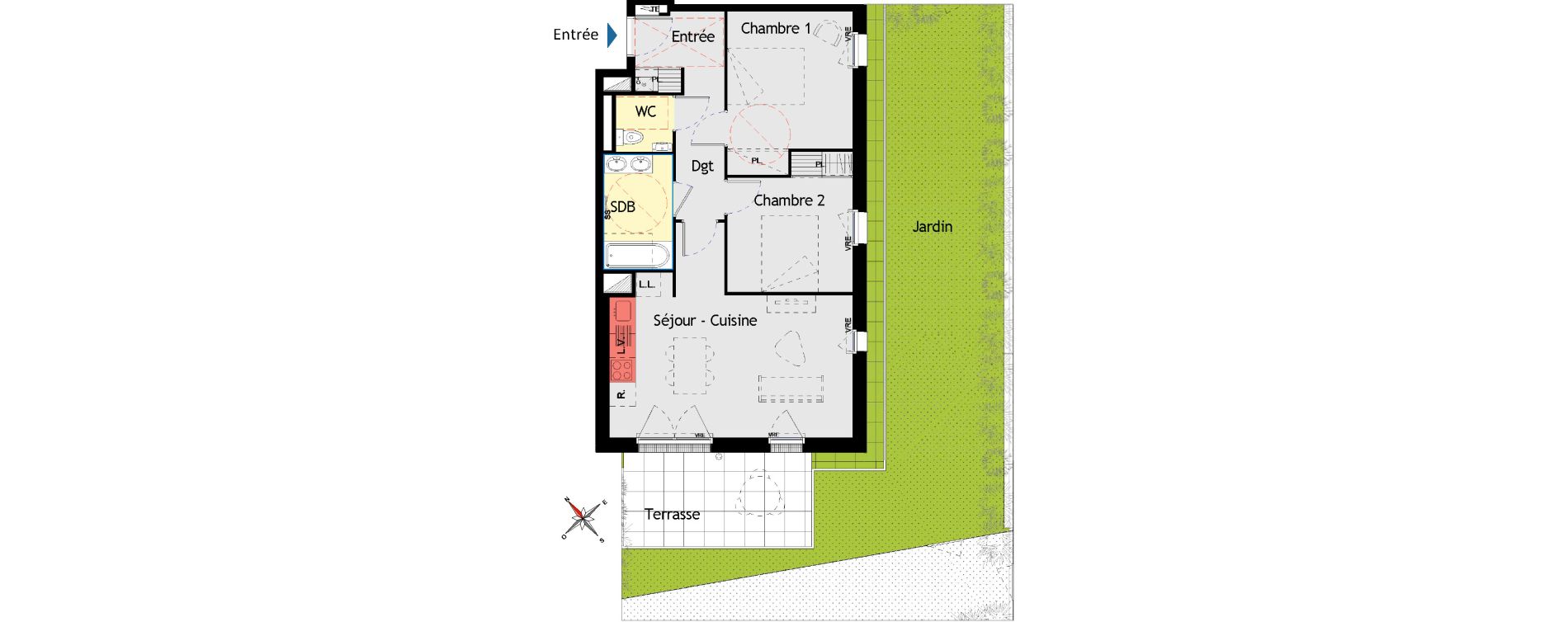Appartement T3 de 60,65 m2 aux Sorini&egrave;res Centre