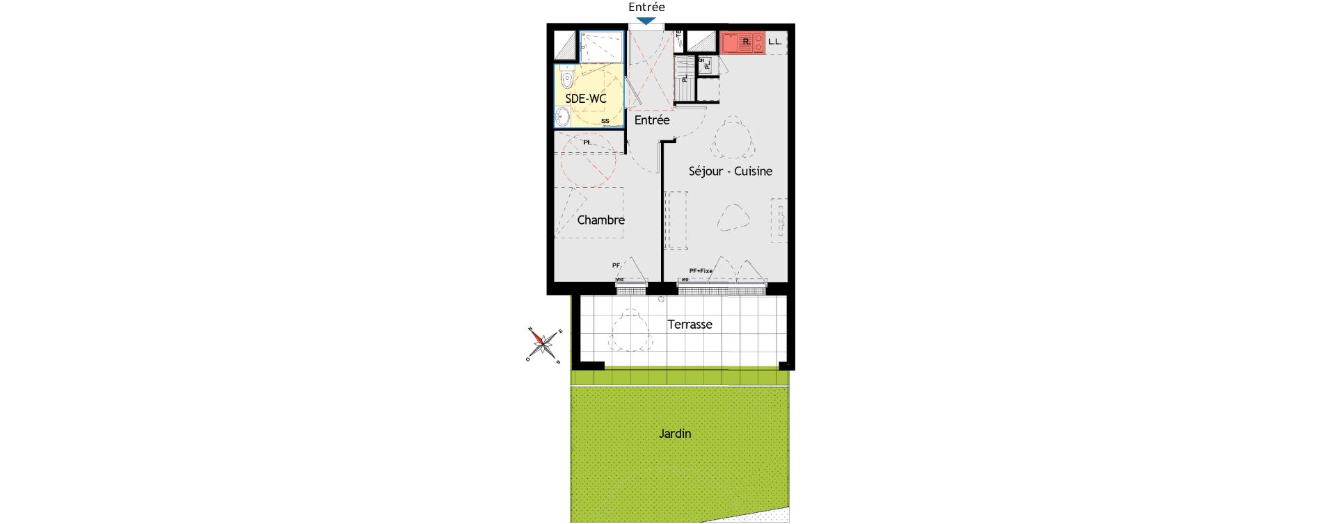 Appartement T2 de 41,86 m2 aux Sorini&egrave;res Centre
