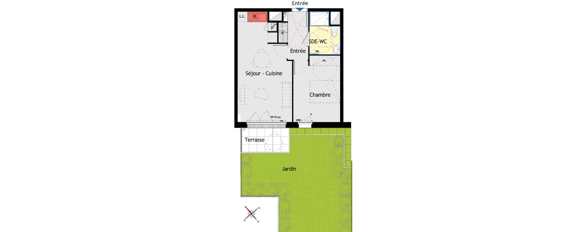 Appartement T2 de 41,77 m2 aux Sorini&egrave;res Centre