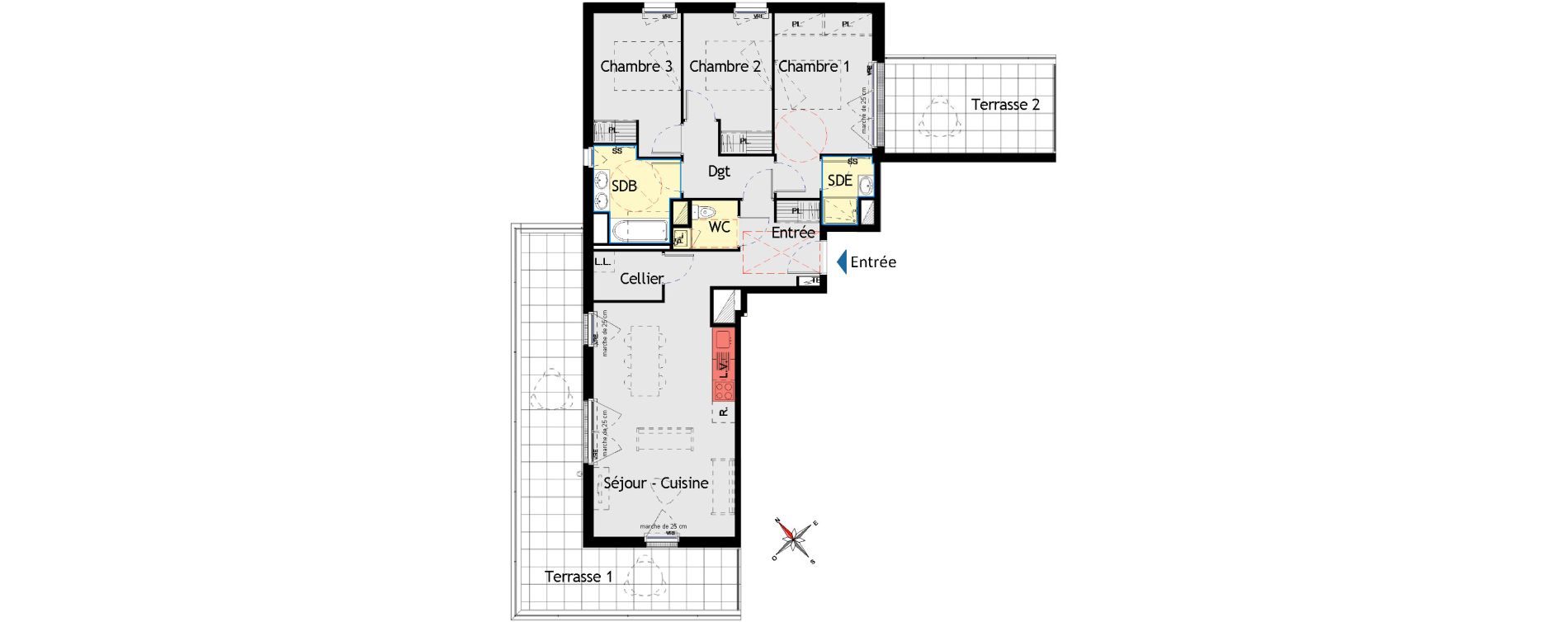 Appartement T4 de 84,10 m2 aux Sorini&egrave;res Centre
