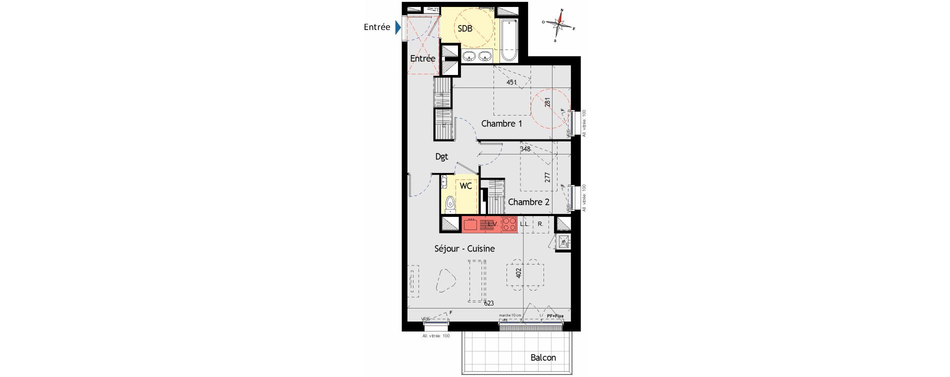 Appartement T3 de 65,22 m2 aux Sorini&egrave;res Centre