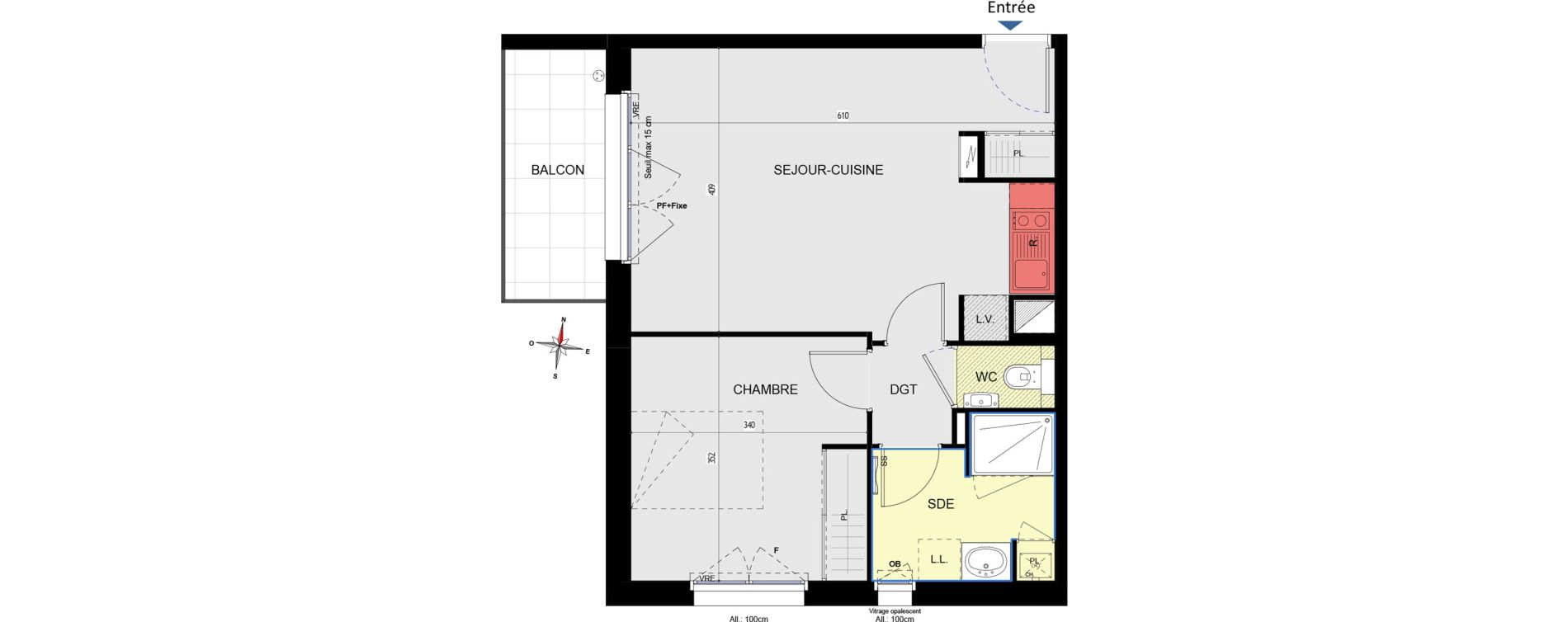 Appartement T2 de 44,85 m2 aux Sorinières Centre