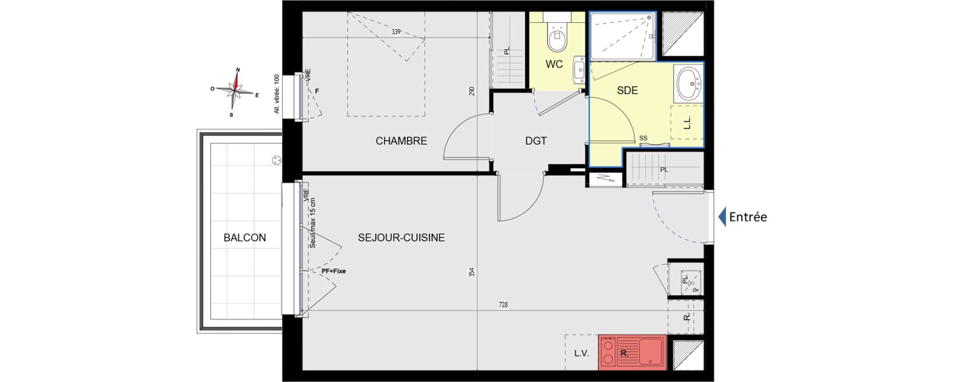 Appartement T2 de 44,73 m2 aux Sorini&egrave;res Centre