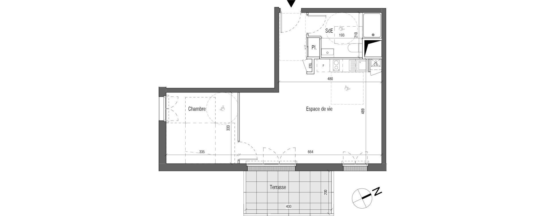 Appartement T2 de 49,30 m2 aux Sorini&egrave;res Centre