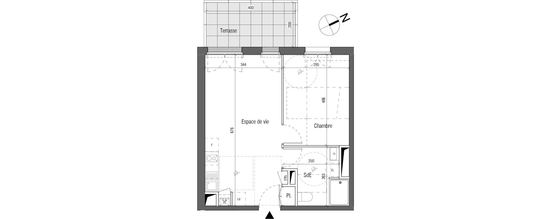 Appartement T2 de 41,00 m2 aux Sorini&egrave;res Centre
