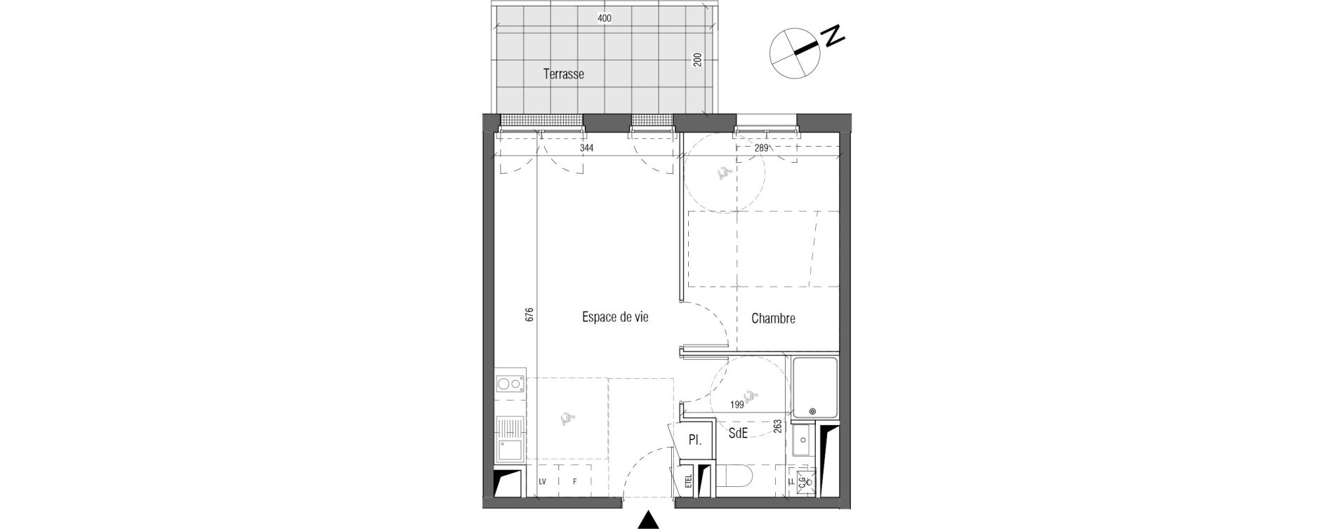 Appartement T2 de 41,10 m2 aux Sorini&egrave;res Centre