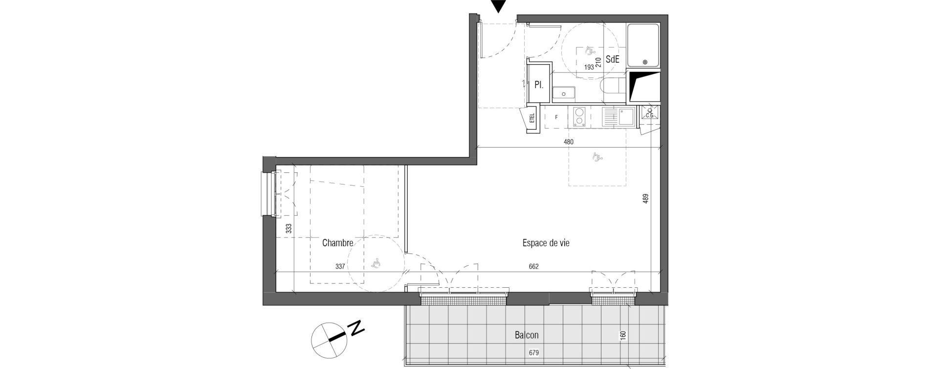 Appartement T2 de 49,30 m2 aux Sorini&egrave;res Centre