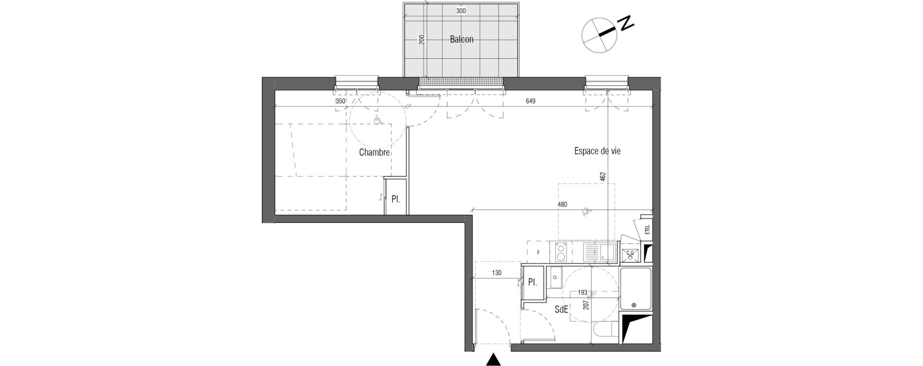 Appartement T2 de 47,10 m2 aux Sorini&egrave;res Centre