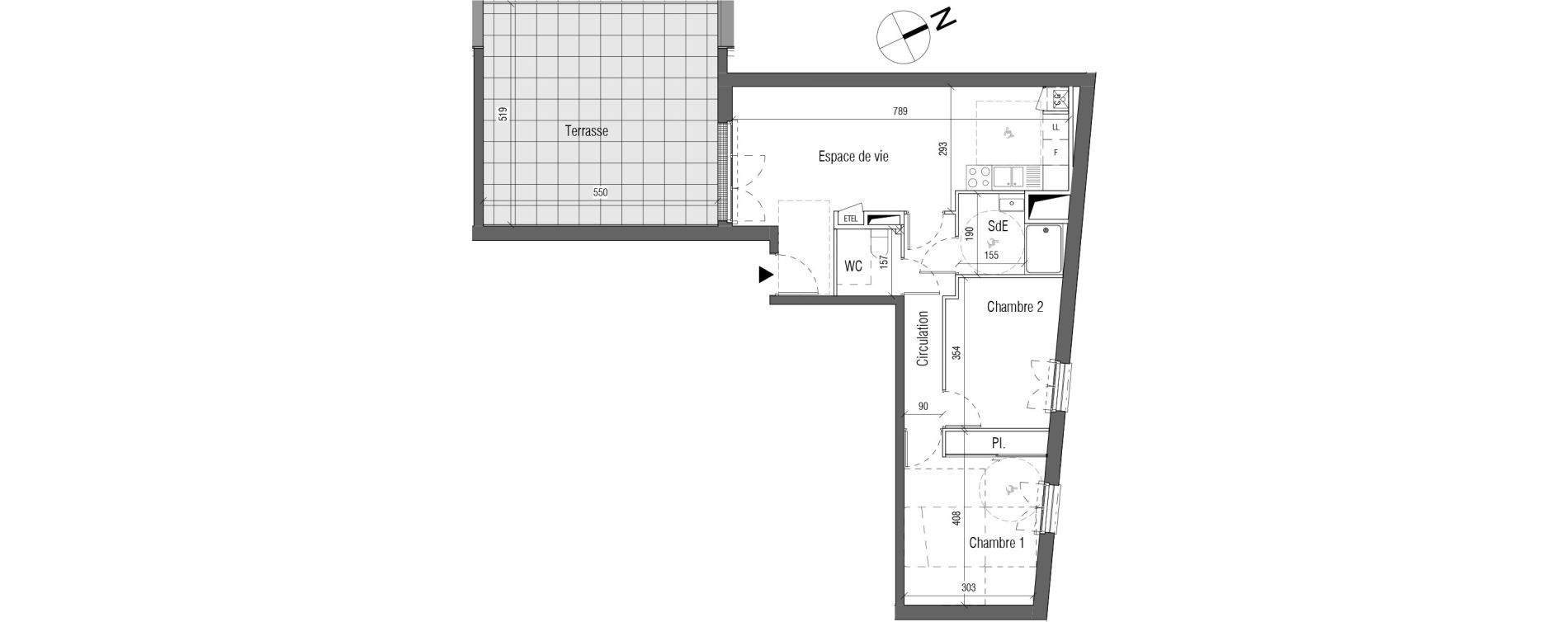 Appartement T3 de 58,00 m2 aux Sorini&egrave;res Centre