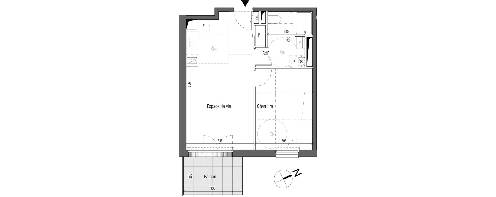 Appartement T2 de 42,70 m2 aux Sorinières Centre
