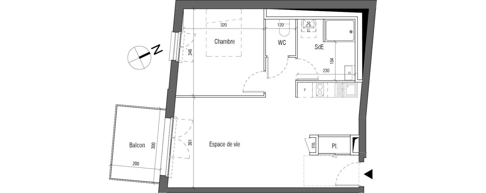 Appartement T2 de 48,70 m2 aux Sorini&egrave;res Centre
