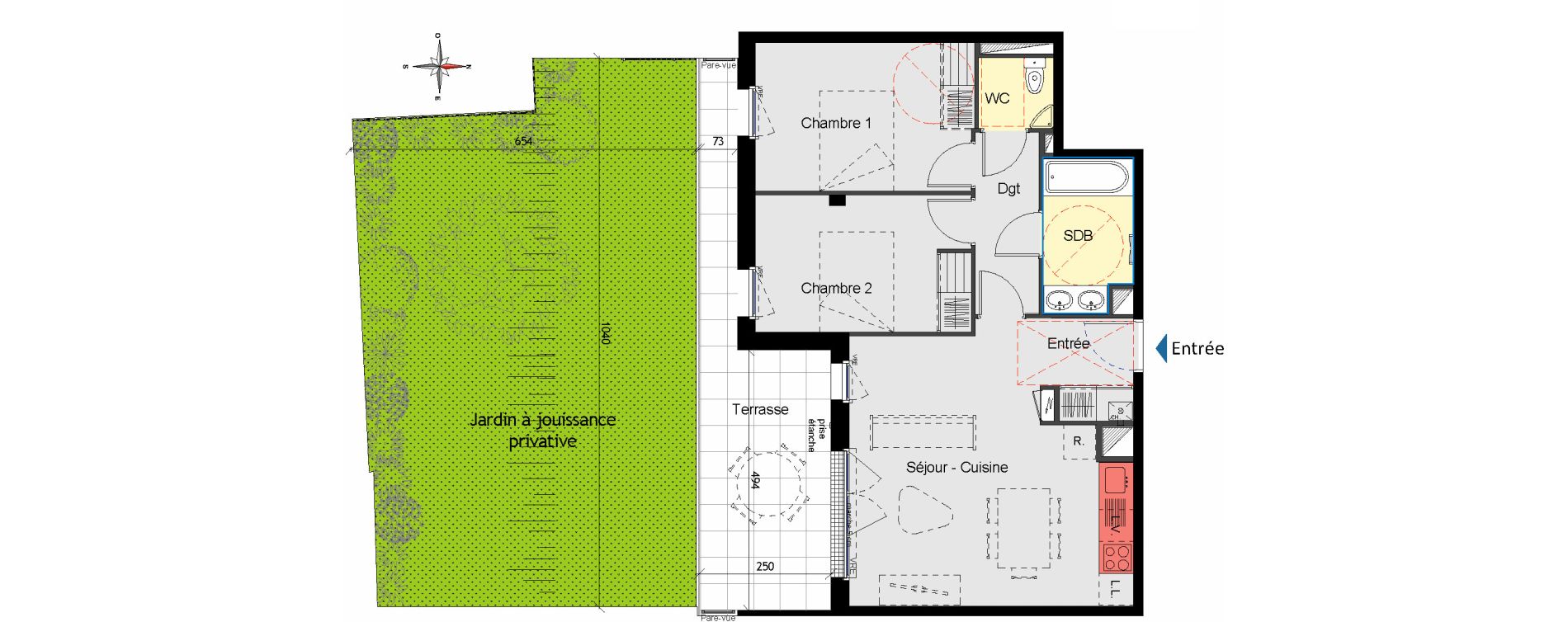 Appartement T3 de 60,87 m2 aux Sorini&egrave;res Centre