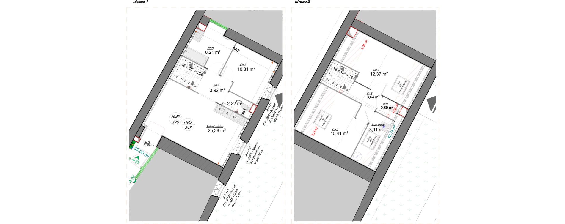 Duplex T4 de 82,81 m2 &agrave; Machecoul Centre