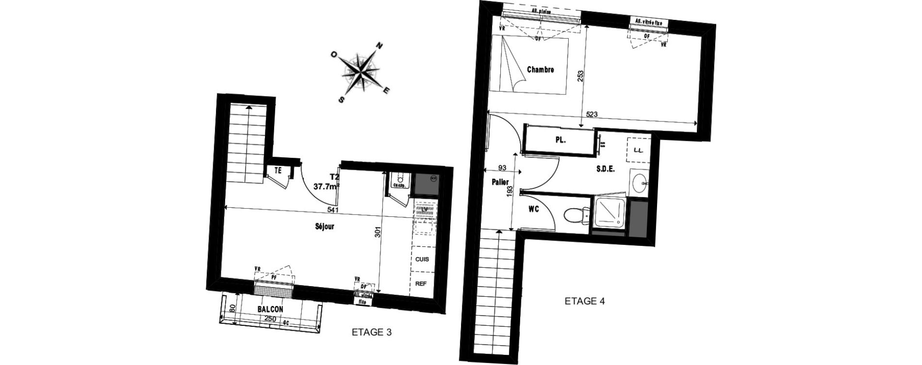 Appartement T2 de 38,20 m2 &agrave; Nantes Cite des congres